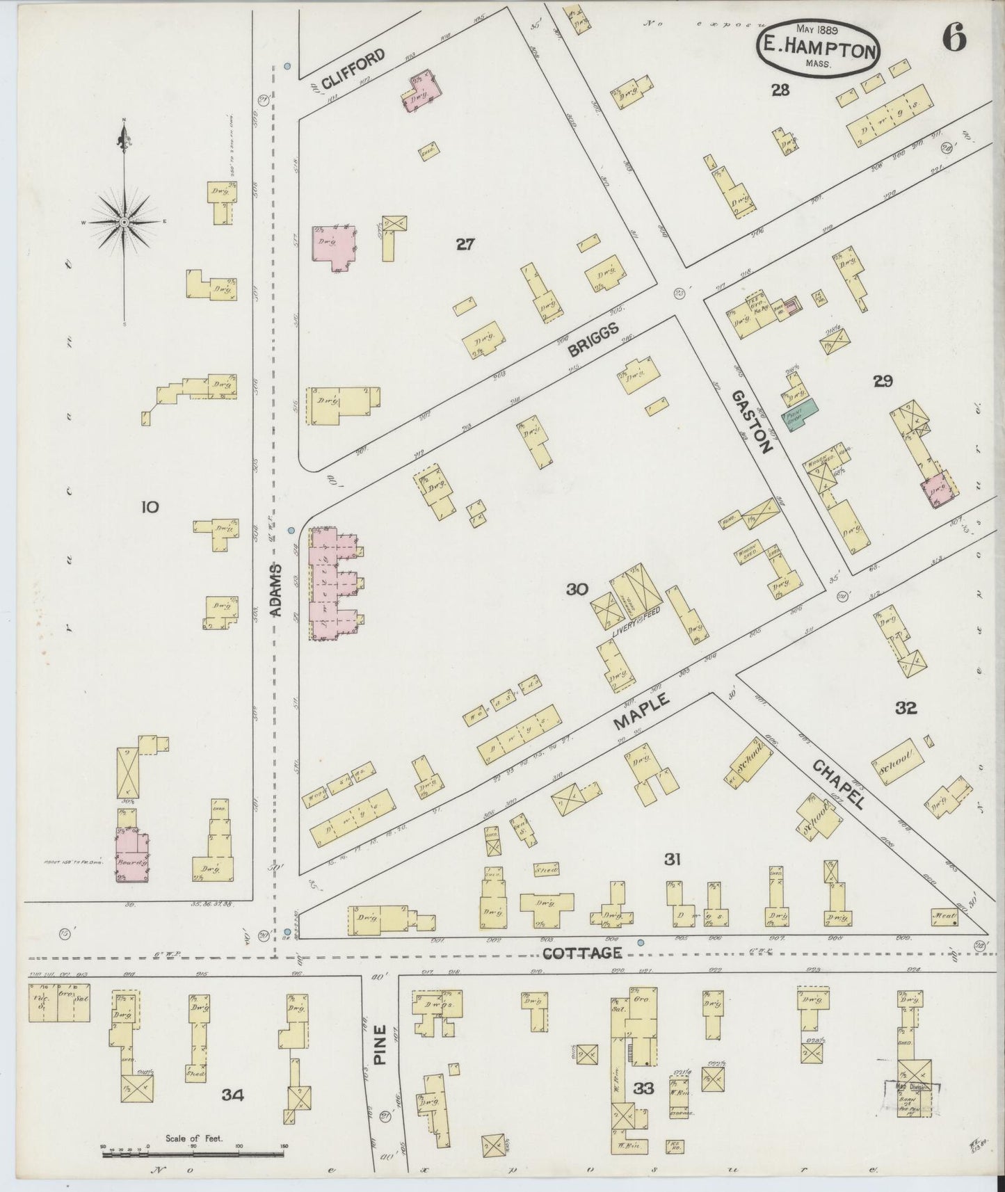 Sanborn Fire Insurance Map from East Hampton, Hampshire County, Massachusetts (1889), Sheet #0006 - Complete Map Set gallery image, historic Sanborn map, vintage wall art, Massachusetts Massachusetts