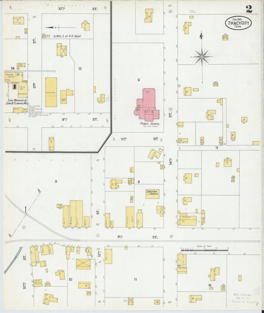 Sanborn Fire Insurance Map from Tracy City, Grundy County, Tennessee (1901), Sheet #0002 - Historic Sanborn Fire Insurance Map Print, vintage old map wall art, antique decor, genealogy gift, Tennessee Tennessee map