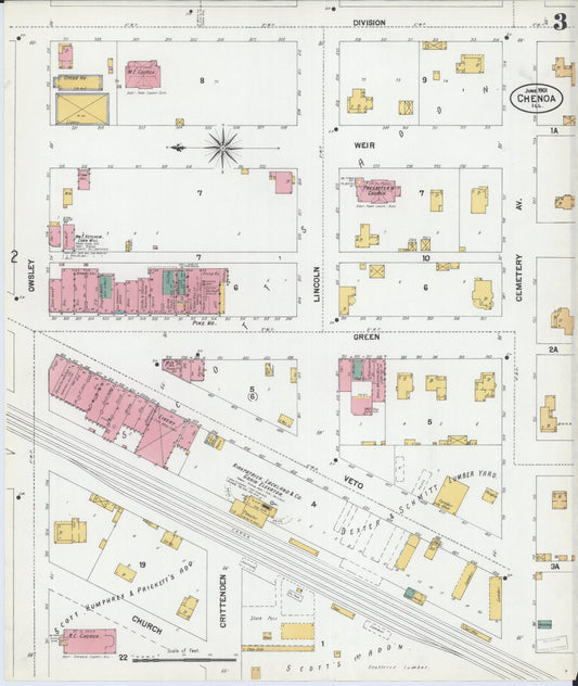 Sanborn Fire Insurance Map from Chenoa, McLean County, Illinois (1901), Sheet #0003 - Historic Sanborn Fire Insurance Map Print, vintage old map wall art, antique decor, genealogy gift, Illinois Illinois map