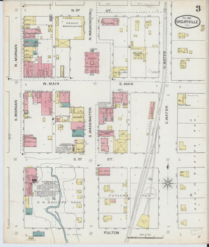 Sanborn Fire Insurance Map from Shelbyville, Shelby County, Illinois (1893), Sheet #0003 - Complete Map Set gallery image, historic Sanborn map, vintage wall art, Illinois Illinois
