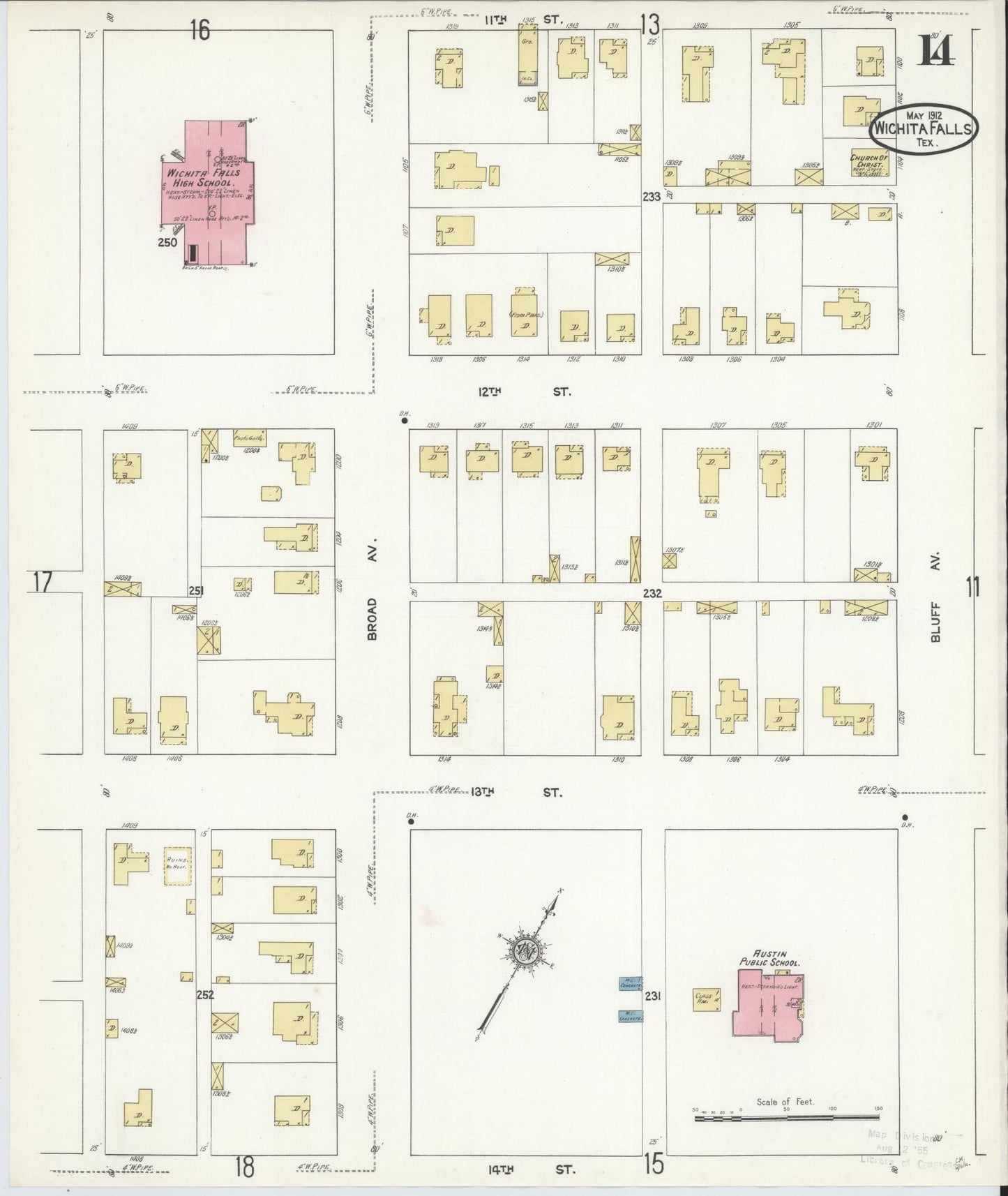 Sanborn Fire Insurance Map from Wichita Falls, Wichita County, Texas (1912), Sheet #0014 - Complete Map Set gallery image, historic Sanborn map, vintage wall art, Texas Texas