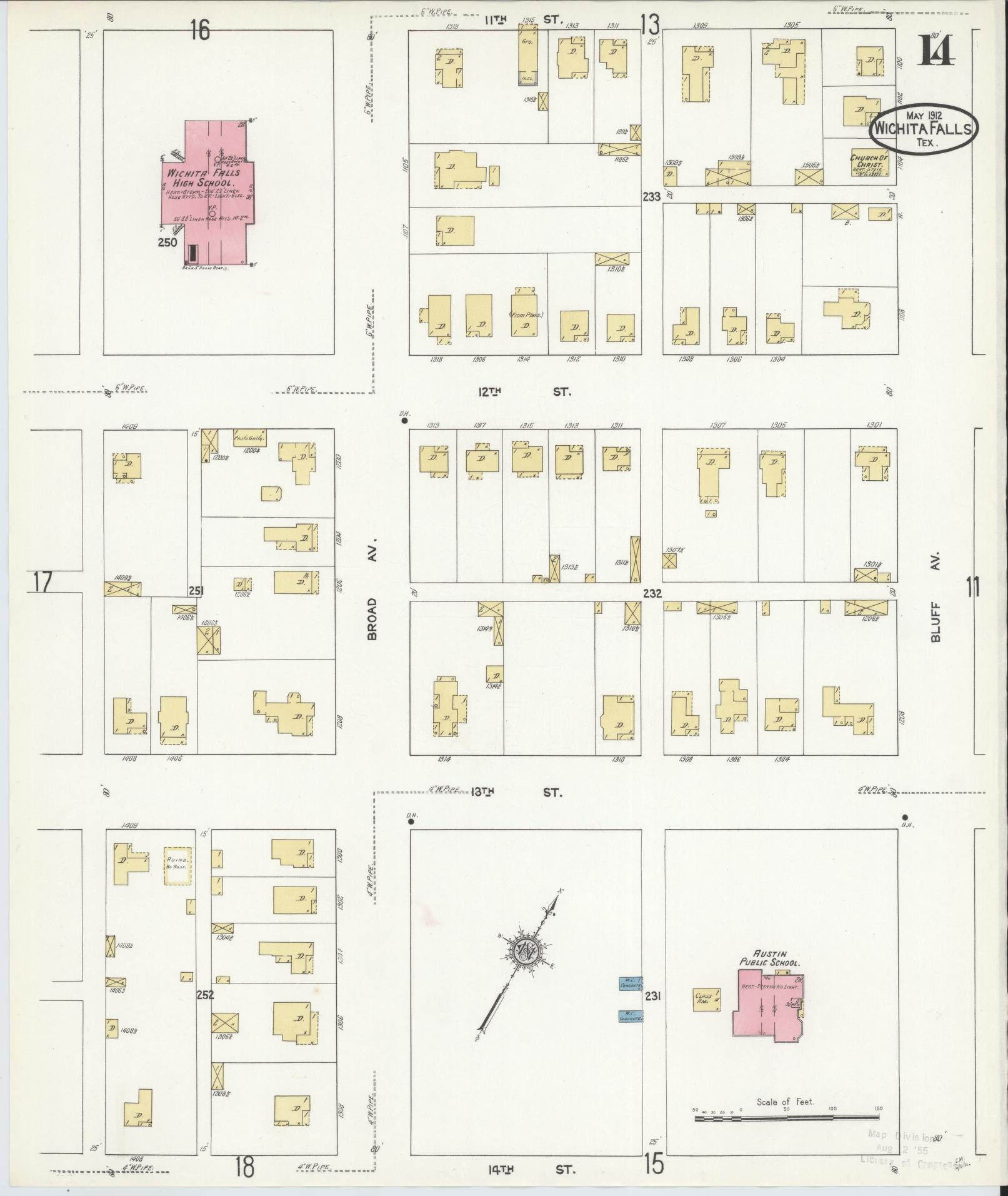 Sanborn Fire Insurance Map from Wichita Falls, Wichita County, Texas (1912), Sheet #0014 - Complete Map Set gallery image, historic Sanborn map, vintage wall art, Texas Texas