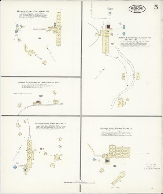 Sanborn Fire Insurance Map from Mercur, Toele County, Utah (1898), Sheet #0005 - Historic Sanborn Fire Insurance Map Print, vintage old map wall art, antique decor, genealogy gift, Utah Utah map