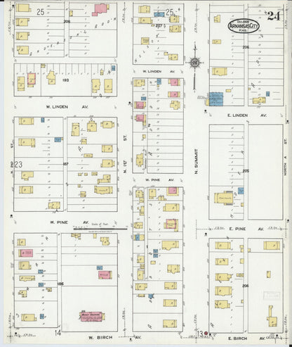 Sanborn Fire Insurance Map from Arkansas City, Cowley County, Kansas (1920), Sheet #0024 - Complete Map Set gallery image, historic Sanborn map, vintage wall art, Kansas Kansas