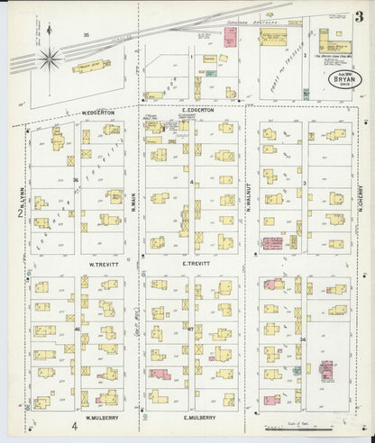 Sanborn Fire Insurance Map from Bryan, Williams County, Ohio (1899), Sheet #0003 - Historic Sanborn Fire Insurance Map Print, vintage old map wall art, antique decor, genealogy gift, Ohio Ohio map