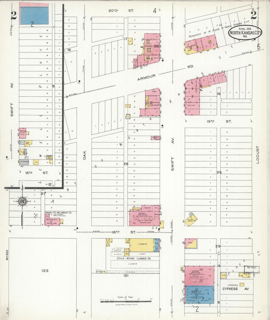 Sanborn Fire Insurance Map from North Kansas City, Clay County, Missouri (1926), Sheet #0002 - Historic Sanborn Fire Insurance Map Print, vintage old map wall art, antique decor, genealogy gift, Kansas Kansas map