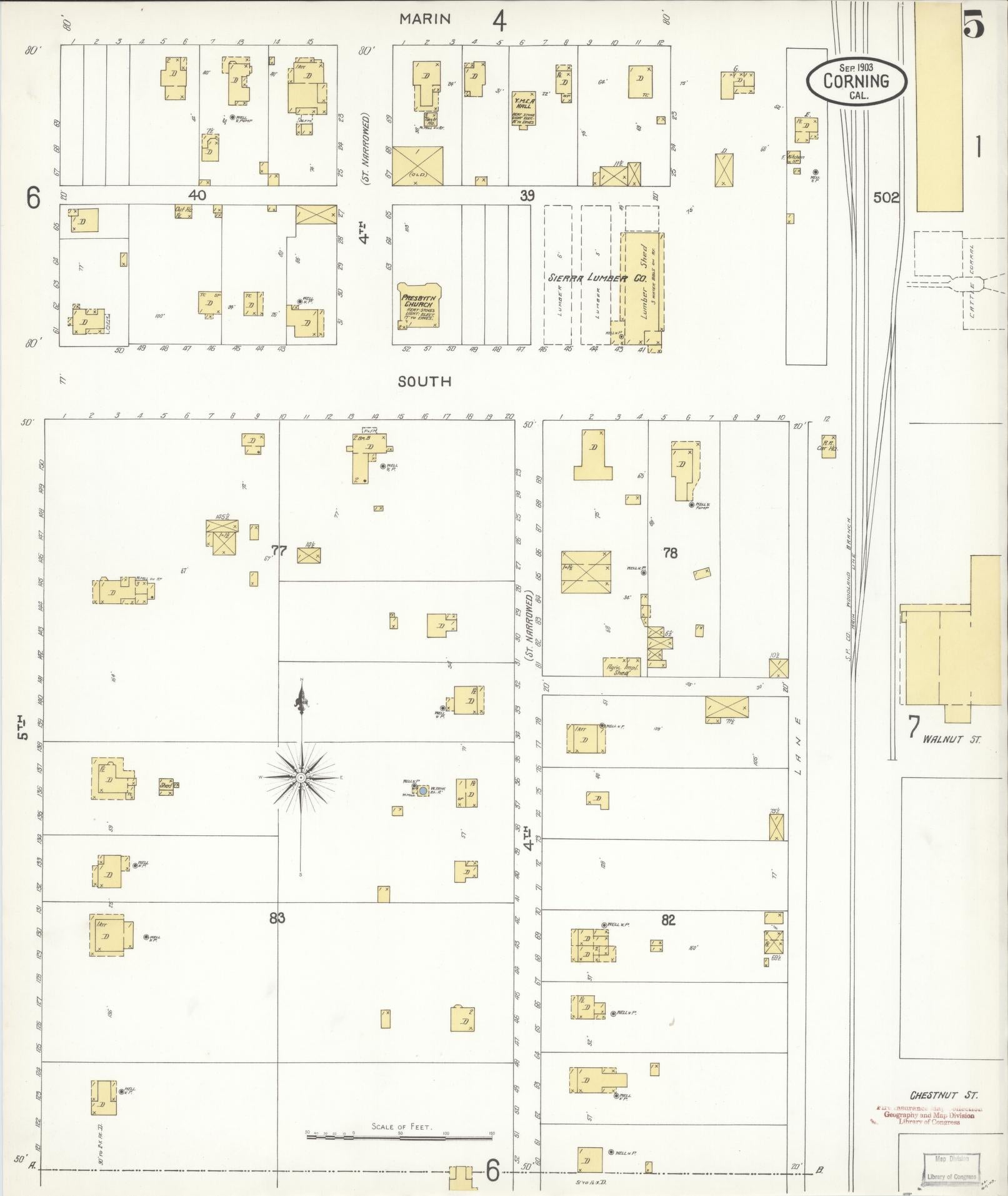 Sanborn Fire Insurance Map from Corning, Tehama County, California (1903), Sheet #0005 - Historic Sanborn Fire Insurance Map Print, vintage old map wall art, antique decor, genealogy gift, California California map