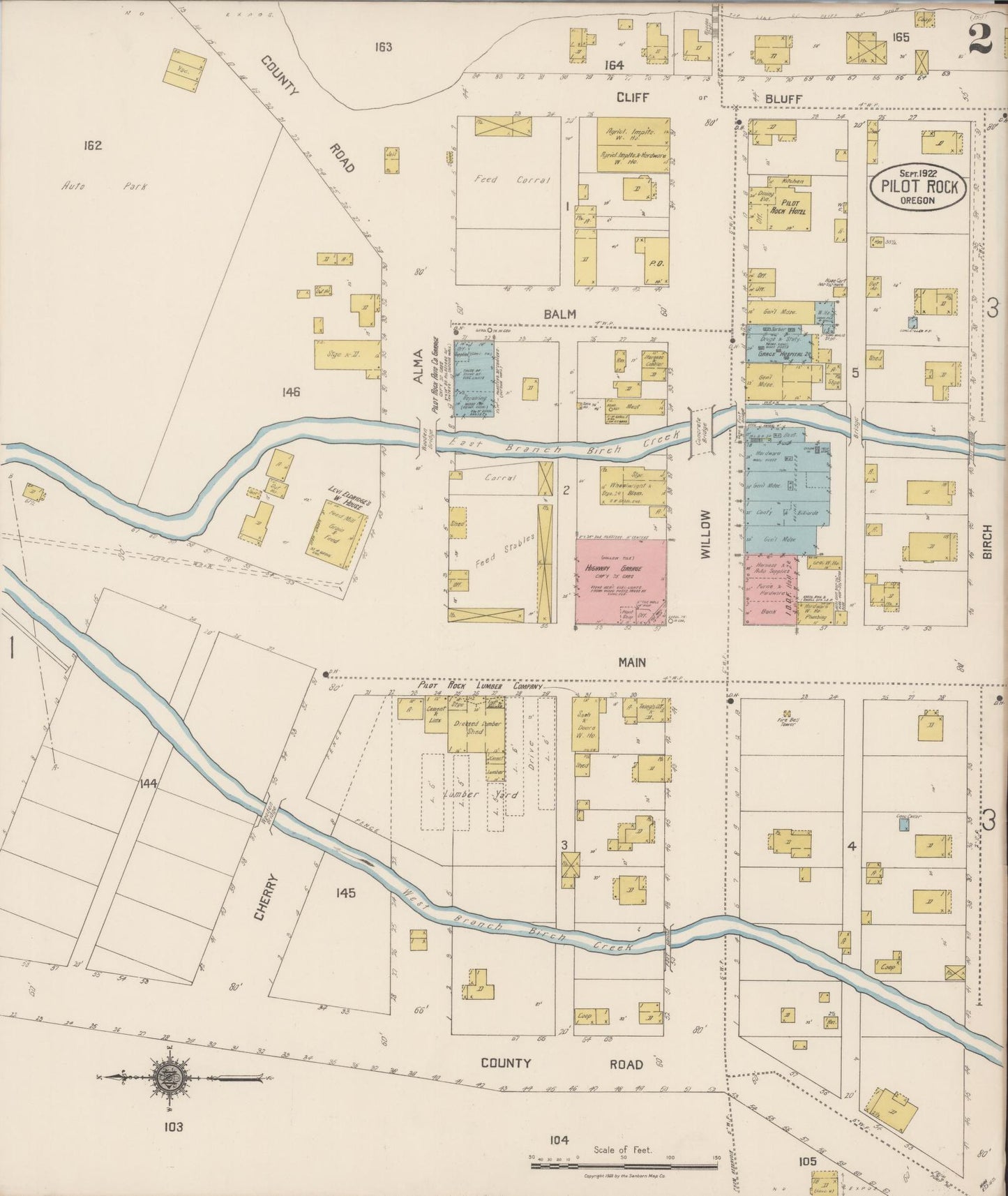 Sanborn Fire Insurance Map from Pilot Rock, Umatilla County, Oregon (1922), Sheet #0002 - Complete Map Set gallery image, historic Sanborn map, vintage wall art, Oregon Oregon