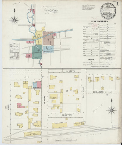 Sanborn Fire Insurance Map from Middleport, Niagara County, New York (1894), Sheet #0001 - Complete Map Set gallery image, historic Sanborn map, vintage wall art, New York New York