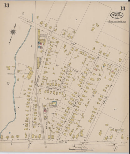 Sanborn Fire Insurance Map from Penn Yan, Yates County, New York (1922), Sheet #0013 - Complete Map Set gallery image, historic Sanborn map, vintage wall art, New York New York