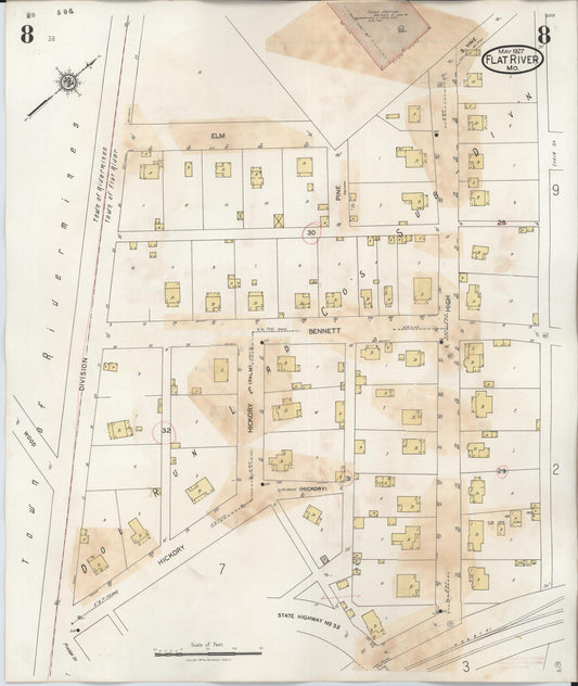 Sanborn Fire Insurance Map from Flat River, Saint Francois County, Missouri (1938), Sheet #0008 - Historic Sanborn Fire Insurance Map Print, vintage old map wall art, antique decor, genealogy gift, Missouri Missouri map