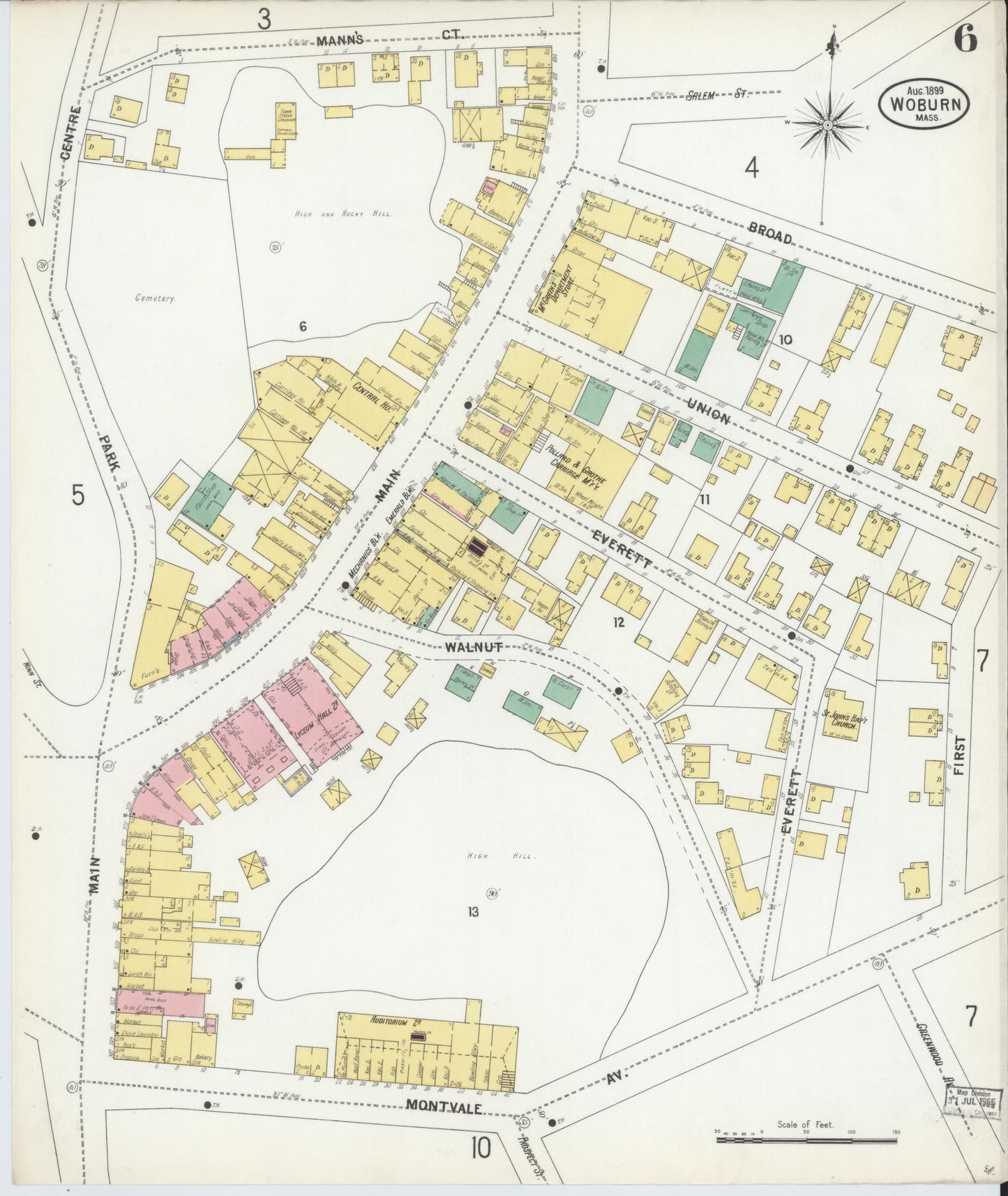 Sanborn Fire Insurance Map from Woburn, Middlesex County, Massachusetts (1899), Sheet #0006 - Complete Map Set gallery image, historic Sanborn map, vintage wall art, Massachusetts Massachusetts