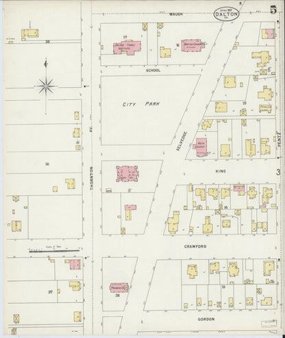 Sanborn Fire Insurance Map from Dalton, Whitfield County, Georgia (1897), Sheet #0005 - Complete Map Set gallery image, historic Sanborn map, vintage wall art, Georgia Georgia