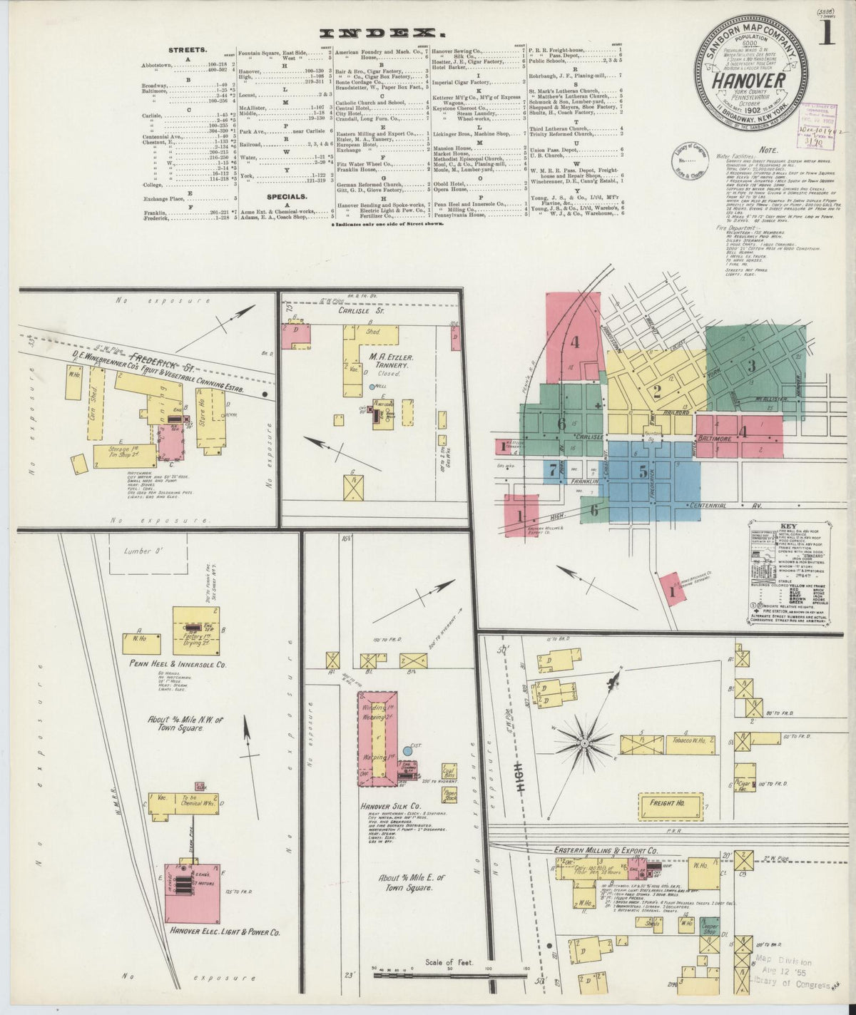 Sanborn Fire Insurance Map from Hanover, York County, Pennsylvania (1902), Sheet #0001 - Historic Sanborn Fire Insurance Map Print, vintage old map wall art, antique decor, genealogy gift, Pennsylvania Pennsylvania map
