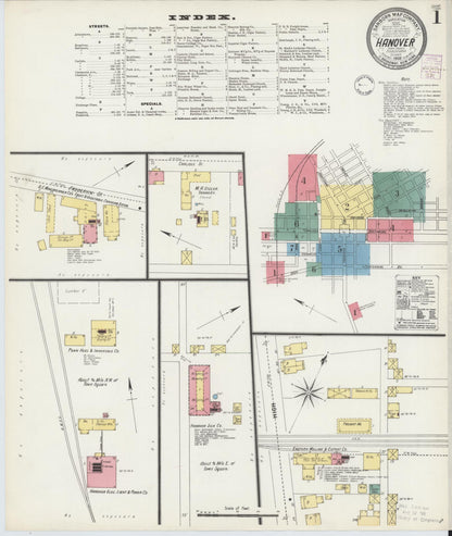 Sanborn Fire Insurance Map from Hanover, York County, Pennsylvania (1902), Sheet #0001 - Historic Sanborn Fire Insurance Map Print, vintage old map wall art, antique decor, genealogy gift, Pennsylvania Pennsylvania map