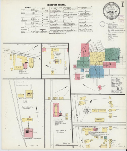 Sanborn Fire Insurance Map from Hanover, York County, Pennsylvania (1902), Sheet #0001 - Historic Sanborn Fire Insurance Map Print, vintage old map wall art, antique decor, genealogy gift, Pennsylvania Pennsylvania map