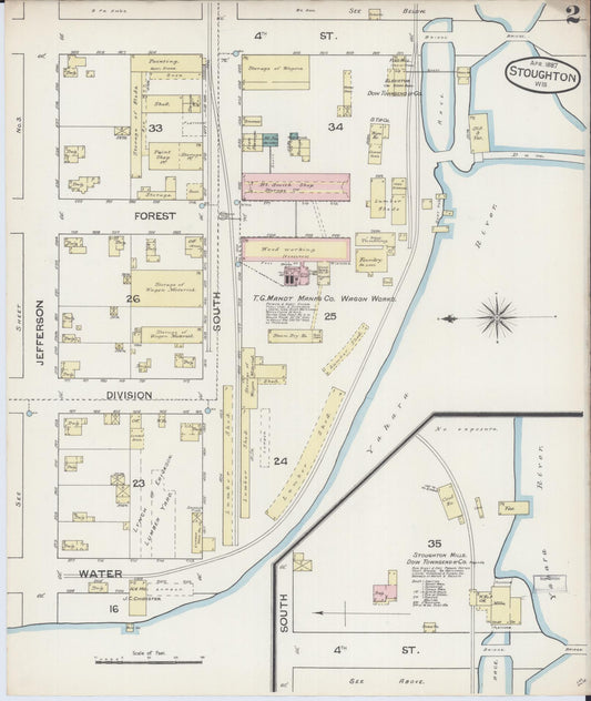 Sanborn Fire Insurance Map from Stoughton, Dane County, Wisconsin (1887), Sheet #0002 - Historic Sanborn Fire Insurance Map Print, vintage old map wall art, antique decor, genealogy gift, Wisconsin Wisconsin map