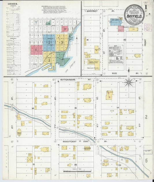 Sanborn Fire Insurance Map from Bayfield, Bayfield County, Wisconsin (1904), Sheet #0001 - Complete Map Set gallery image, historic Sanborn map, vintage wall art, Wisconsin Wisconsin