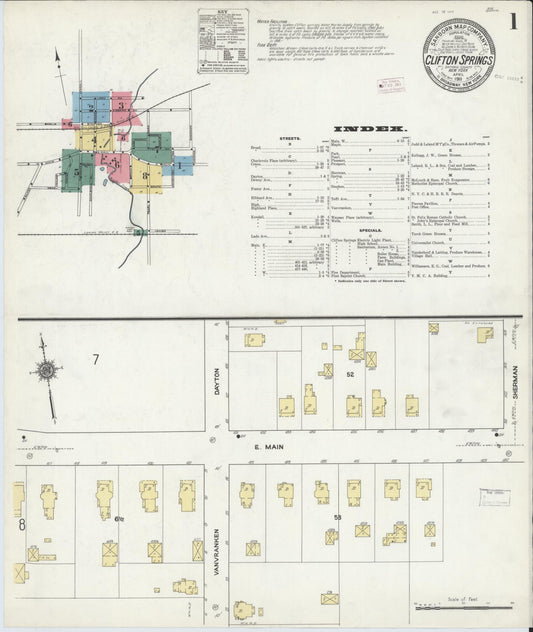 Sanborn Fire Insurance Map from Clifton Springs, Ontario County, New York. (1911) – Historic Sanborn Fire Insurance Map Print