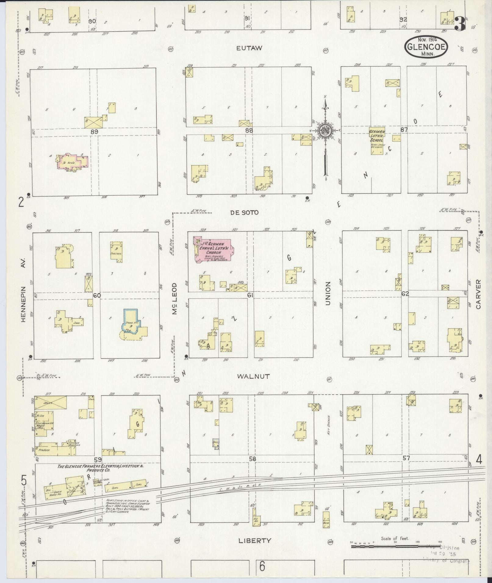 Sanborn Fire Insurance Map from Glencoe, Mcleod County, Minnesota (1914), Sheet #0003 - Complete Map Set gallery image, historic Sanborn map, vintage wall art, Minnesota Minnesota