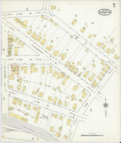 Sanborn Fire Insurance Map from Emporium, Cameron County, Pennsylvania (1915), Sheet #0007 - Complete Map Set gallery image, historic Sanborn map, vintage wall art, Pennsylvania Pennsylvania