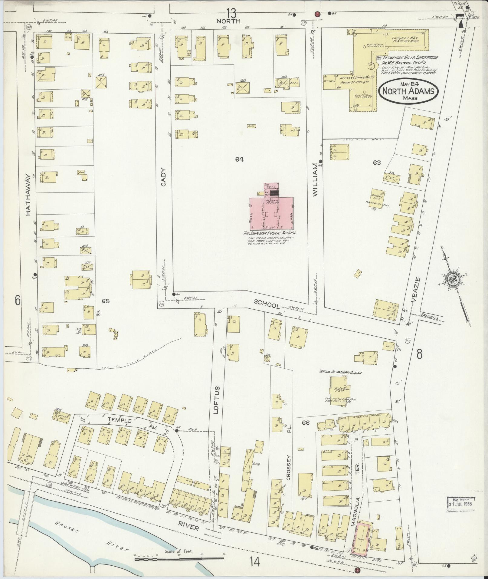 Sanborn Fire Insurance Map from North Adams, Berkshire County, Massachusetts (1914), Sheet #0007 - Complete Map Set gallery image, historic Sanborn map, vintage wall art, Massachusetts Massachusetts