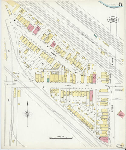Sanborn Fire Insurance Map from Whiting, Lake County, Indiana (1907), Sheet #0005 - Complete Map Set gallery image, historic Sanborn map, vintage wall art, Indiana Indiana