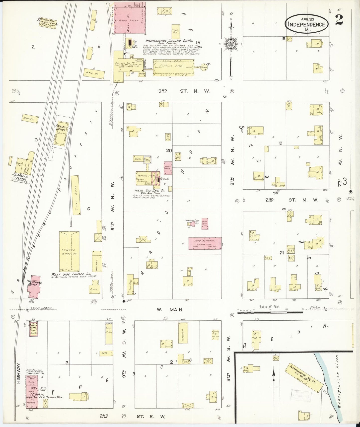 Sanborn Fire Insurance Map from Independence, Buchanan County, Iowa (1913), Sheet #0002 - Historic Sanborn Fire Insurance Map Print