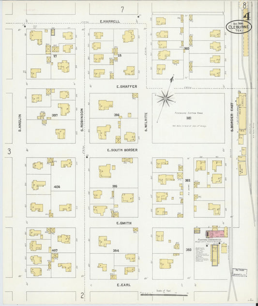 Sanborn Fire Insurance Map from Cleburne, Johnson County, Texas (1904), Sheet #0004 - Historic Sanborn Fire Insurance Map Print, vintage old map wall art, antique decor, genealogy gift, Texas Texas map