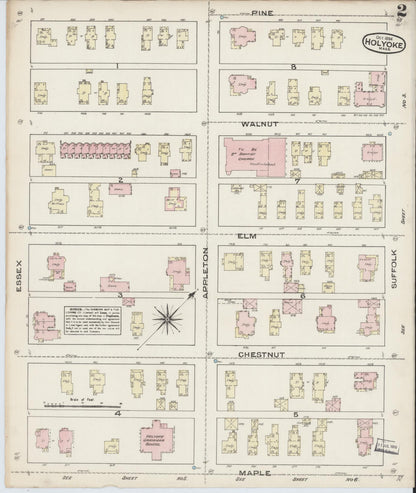 Sanborn Fire Insurance Map from Holyoke, Hampden County, Massachusetts (1884), Sheet #0002 - Complete Map Set gallery image, historic Sanborn map, vintage wall art, Massachusetts Massachusetts