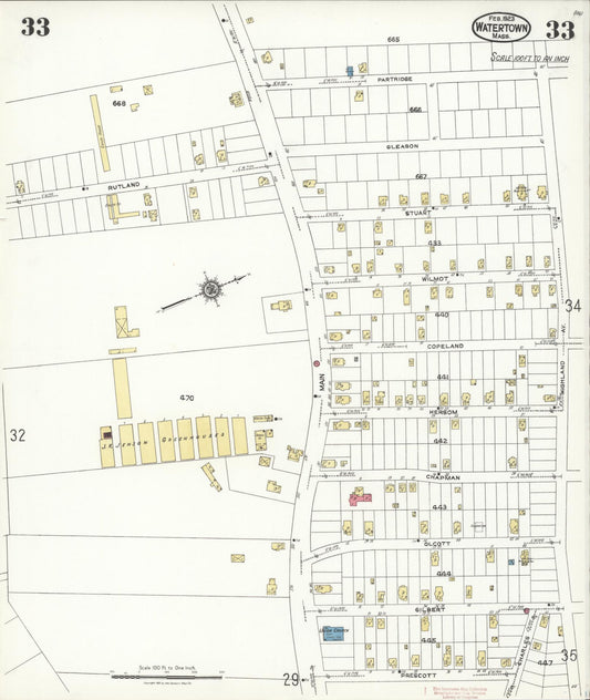 Sanborn Fire Insurance Map from Watertown, Middlesex County, Massachusetts (1923), Sheet #0033 - Historic Sanborn Fire Insurance Map Print, vintage old map wall art, antique decor, genealogy gift, Massachusetts Massachusetts map