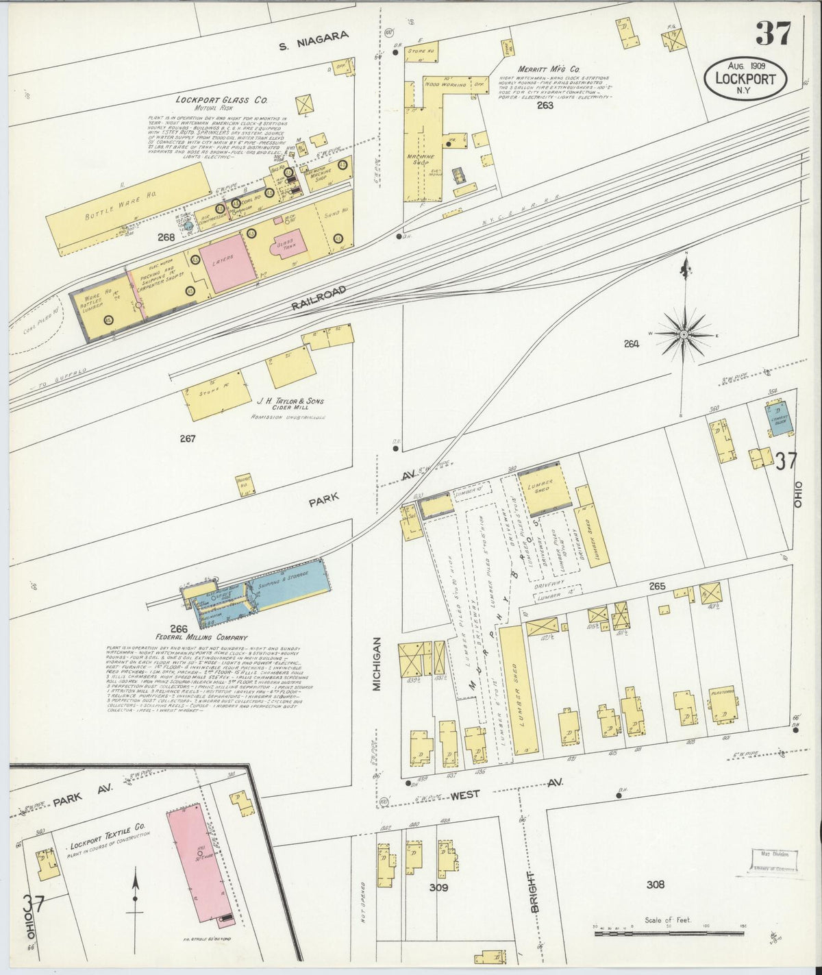 Sanborn Fire Insurance Map from Lockport, Niagara County, New York (1909), Sheet #0037 - Historic Sanborn Fire Insurance Map Print, vintage old map wall art, antique decor, genealogy gift, New York New York map