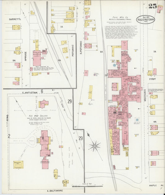 Sanborn Fire Insurance Map from Hagerstown, Washington County, Maryland (1904), Sheet #0025 - Historic Sanborn Fire Insurance Map Print, vintage old map wall art, antique decor, genealogy gift, Maryland Maryland map
