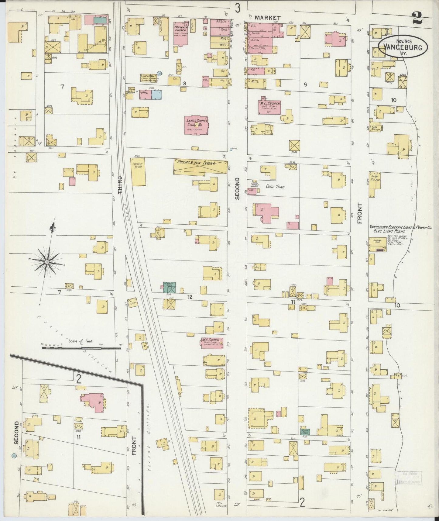 Sanborn Fire Insurance Map from Vanceburg, Lewis County, Kentucky (1903), Sheet #0002 - Complete Map Set gallery image, historic Sanborn map, vintage wall art, Kentucky Kentucky