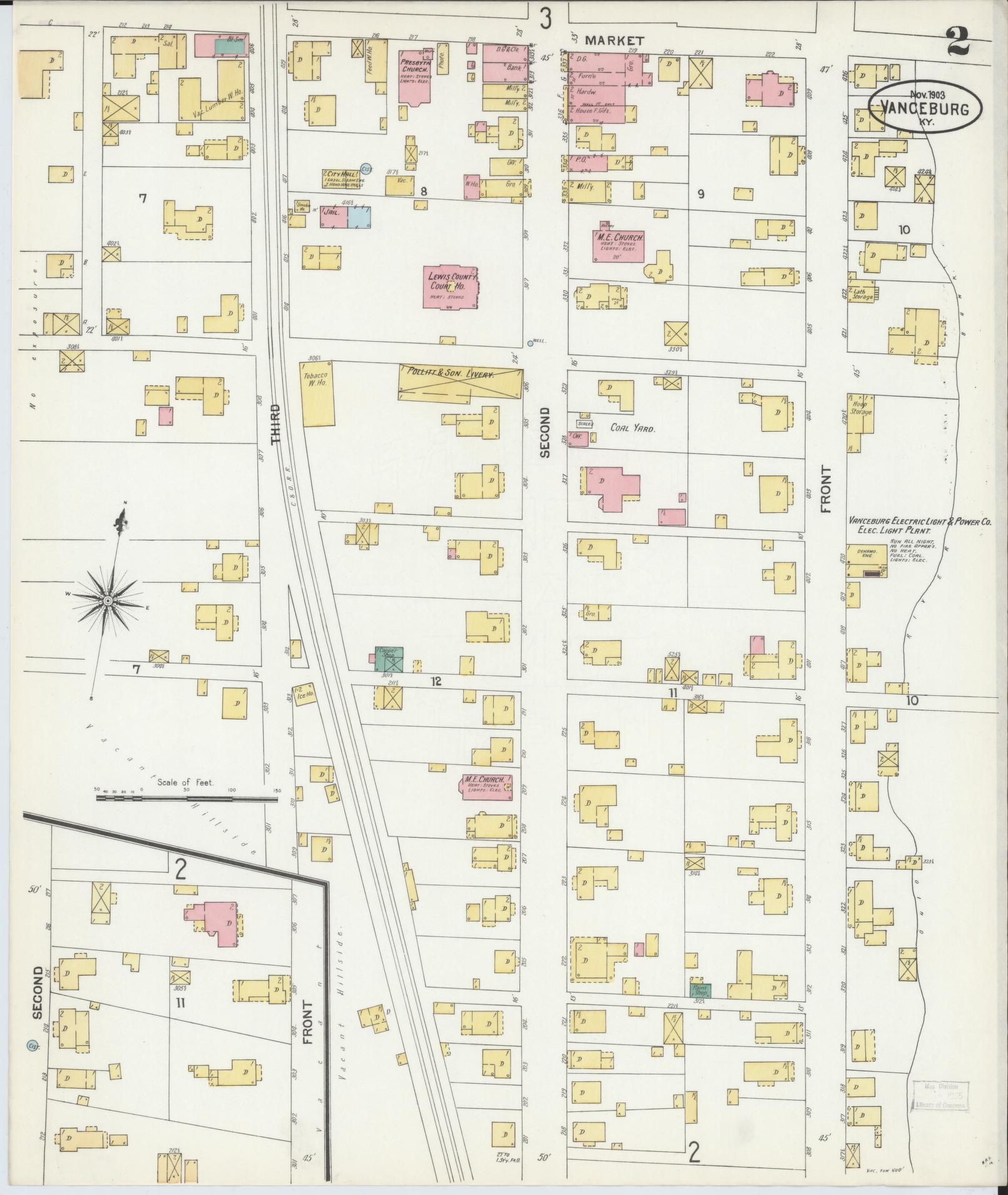 Sanborn Fire Insurance Map from Vanceburg, Lewis County, Kentucky (1903), Sheet #0002 - Complete Map Set gallery image, historic Sanborn map, vintage wall art, Kentucky Kentucky