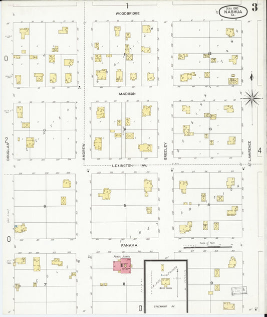 Sanborn Fire Insurance Map from Nashua, Chickasaw County, Iowa (1900), Sheet #0003 - Historic Sanborn Fire Insurance Map Print, vintage old map wall art
