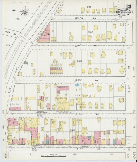 Sanborn Fire Insurance Map from Mount Vernon, Westchester County, New York (1892), Sheet #0013 - Historic Sanborn Fire Insurance Map Print, vintage old map wall art, antique decor, genealogy gift, New York New York map