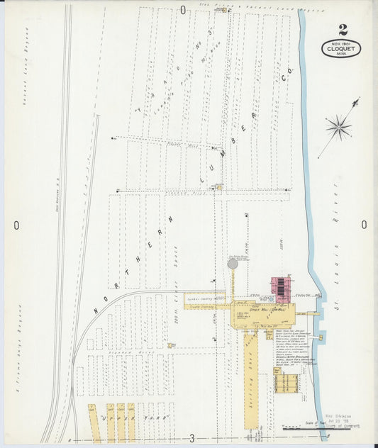 Sanborn Fire Insurance Map from Cloquet, Carlton County, Minnesota (1901), Sheet #0002 - Historic Sanborn Fire Insurance Map Print, vintage old map wall art, antique decor, genealogy gift, Minnesota Minnesota map