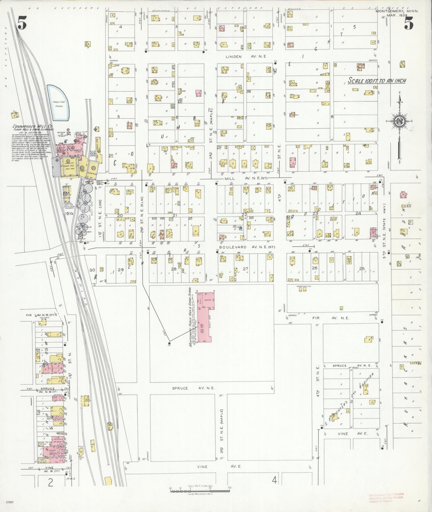 Sanborn Fire Insurance Map from Montgomery, Le Sueur  County, Minnesota (1938), Sheet #0005 - Complete Map Set gallery image, historic Sanborn map, vintage wall art, Minnesota Minnesota