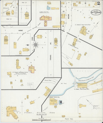 Sanborn Fire Insurance Map from Wittenberg, Shawano County, Wisconsin (1901), Sheet #0002 - Historic Sanborn Fire Insurance Map Print, vintage old map wall art, antique decor, genealogy gift, Wisconsin Wisconsin map