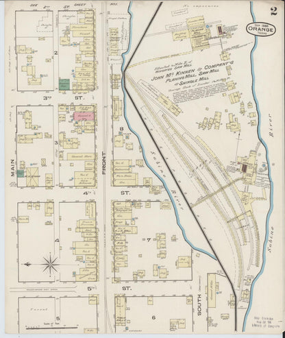 Sanborn Fire Insurance Map from Orange, Orange County, Texas (1885), Sheet #0002 - Historic Sanborn Fire Insurance Map Print, vintage old map wall art, antique decor, genealogy gift, Texas Texas map