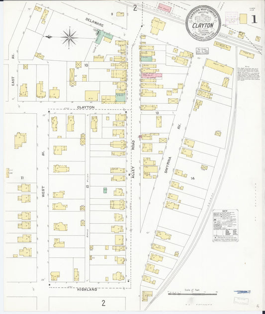 Sanborn Fire Insurance Map from Clayton, Kent County, Delaware (1904), Sheet #0001 - Historic Sanborn Fire Insurance Map Print, vintage old map wall art, antique decor, genealogy gift, Delaware Delaware map
