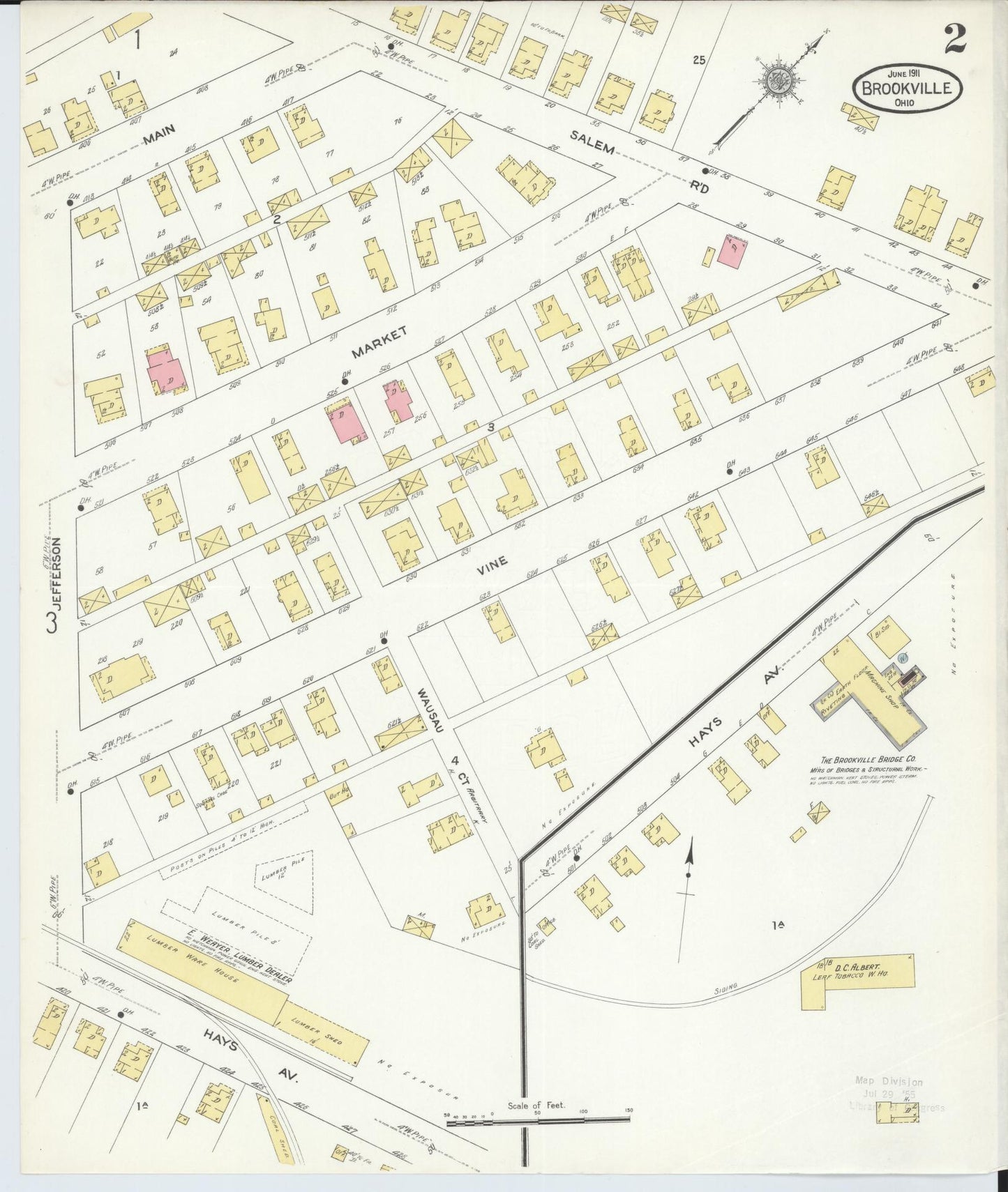 Sanborn Fire Insurance Map from Brookville, Montgomery County, Ohio (1911), Sheet #0002 - Complete Map Set gallery image, historic Sanborn map, vintage wall art, Ohio Ohio