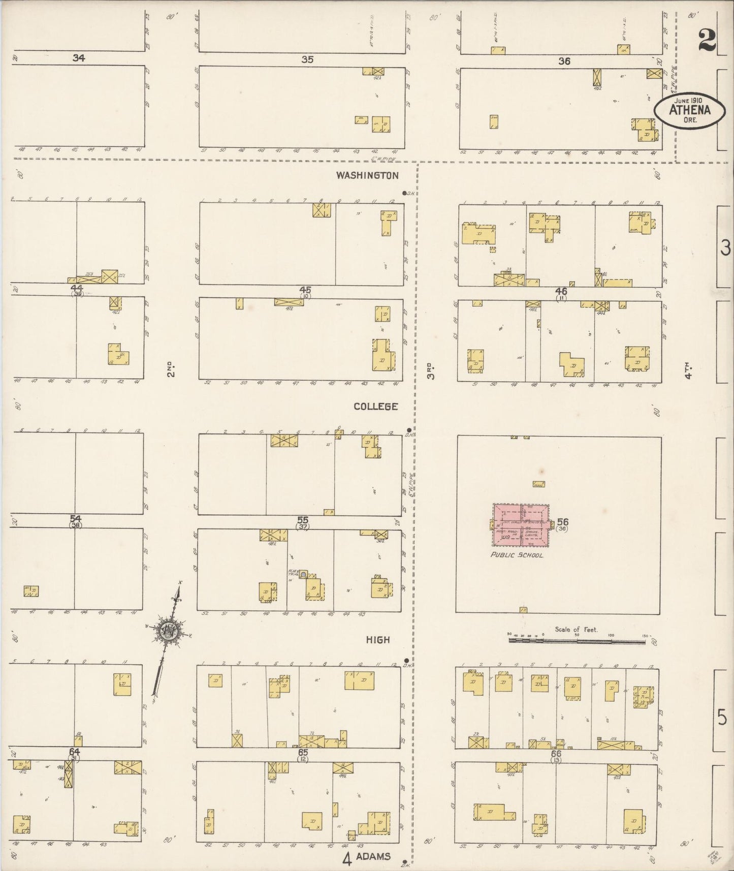 Sanborn Fire Insurance Map from Athena, Umatilla County, Oregon (1910), Sheet #0002 - Complete Map Set gallery image, historic Sanborn map, vintage wall art, Oregon Oregon