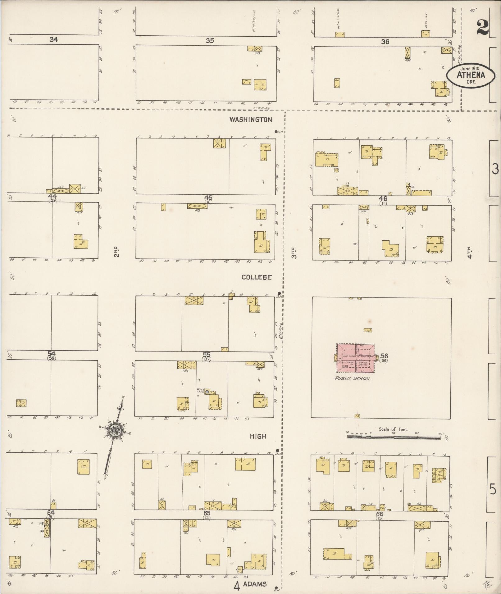 Sanborn Fire Insurance Map from Athena, Umatilla County, Oregon (1910), Sheet #0002 - Complete Map Set gallery image, historic Sanborn map, vintage wall art, Oregon Oregon