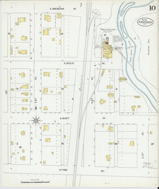 Sanborn Fire Insurance Map from Kingfisher, Kingfisher County, Oklahoma (1901), Sheet #0010 - Historic Sanborn Fire Insurance Map Print, vintage old map wall art, antique decor, genealogy gift, Oklahoma Oklahoma map