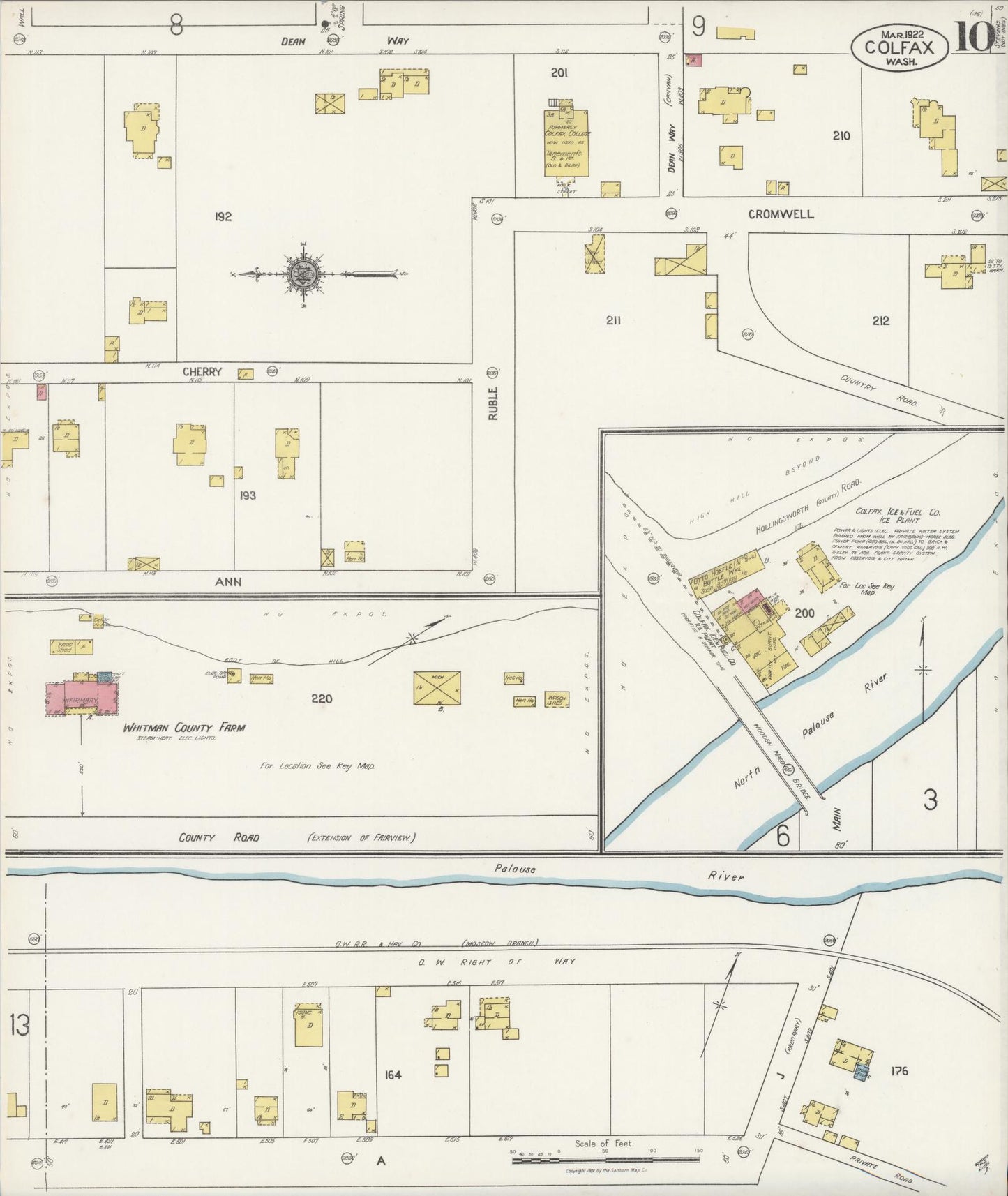 Sanborn Fire Insurance Map from Colfax, Whitman County, Washington (1922), Sheet #0010 - Complete Map Set gallery image, historic Sanborn map, vintage wall art, Washington Washington