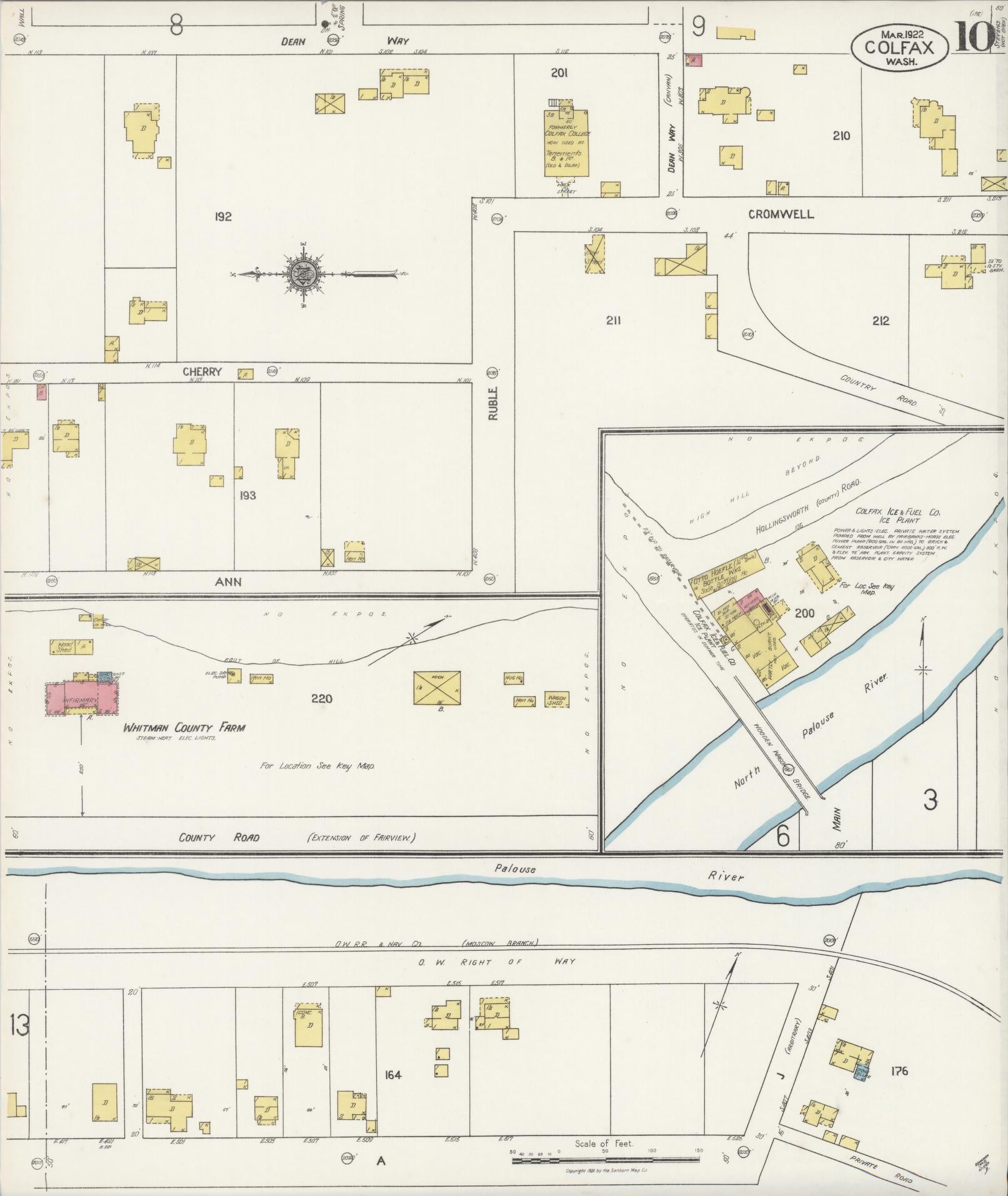 Sanborn Fire Insurance Map from Colfax, Whitman County, Washington (1922), Sheet #0010 - Complete Map Set gallery image, historic Sanborn map, vintage wall art, Washington Washington