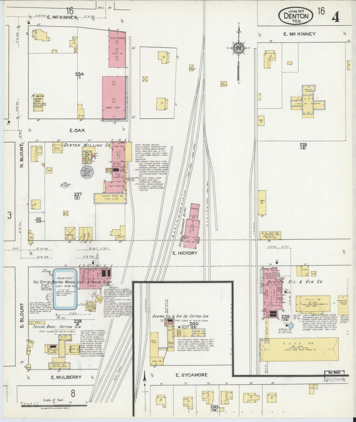 Sanborn Fire Insurance Map from Denton, Denton County, Texas (1917), Sheet #0004 - Complete Map Set gallery image, historic Sanborn map, vintage wall art, Texas Texas
