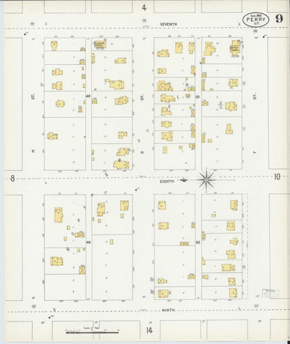 Sanborn Fire Insurance Map from Perry, Noble County, Oklahoma (1903), Sheet #0009 - Complete Map Set gallery image, historic Sanborn map, vintage wall art, Oklahoma Oklahoma
